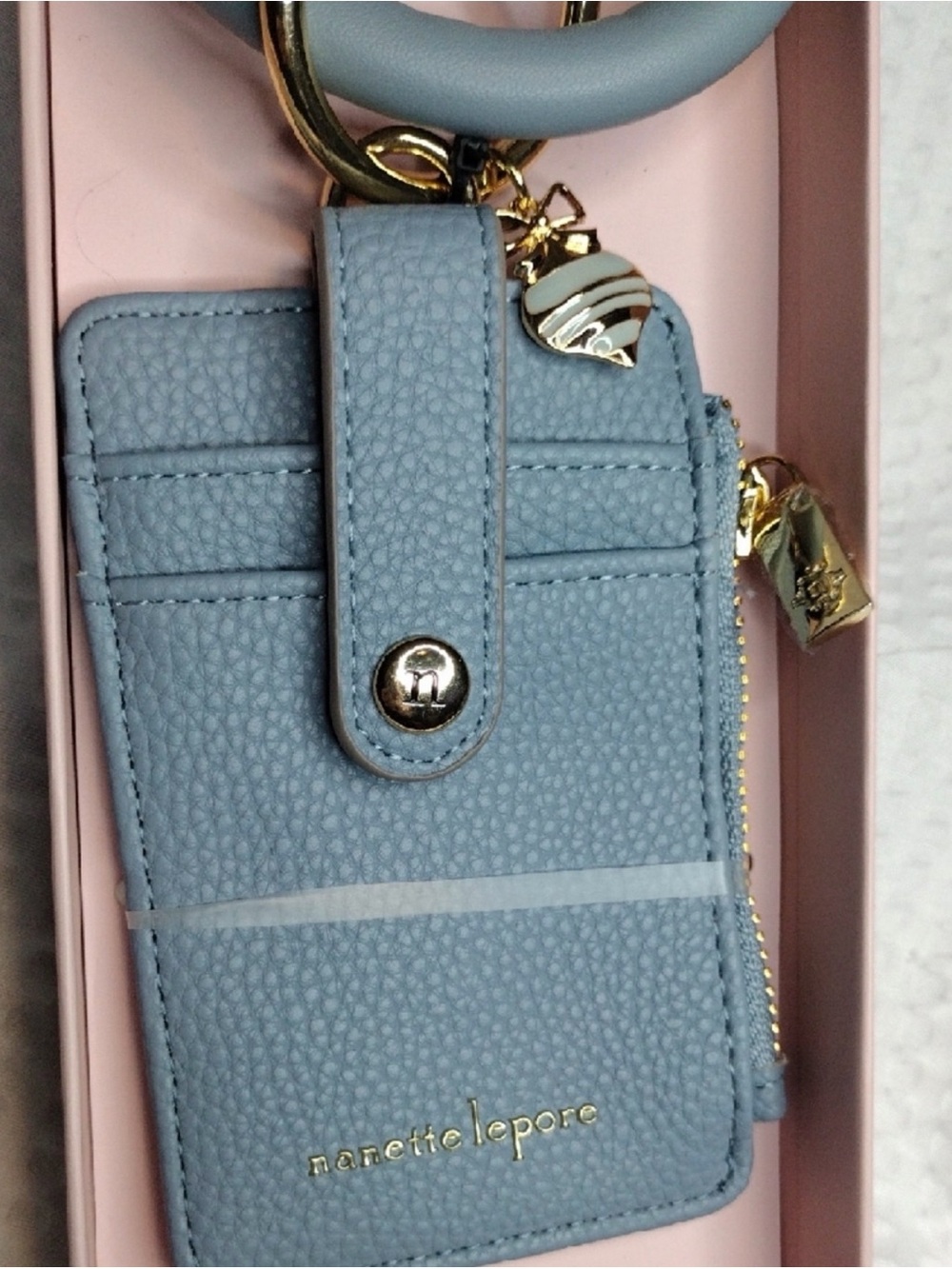 Nannette Lepore Cardholder Wristlet Keyring in Powder Blue, NWT - Picture 2 of 5